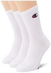 Champion Core 3PP Crew Ankle Socks, White, 43-46 (Pack of 3)