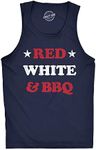 Mens Red White And BBQ Fitness Tank Funny Patriotic Barbecue Text Shirt For Guys (Navy) - XXL