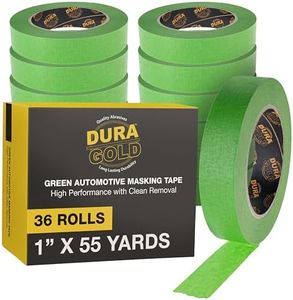Dura-Gold Green Automotive Masking Tape 1 Inch (24mm x 55 Yards), Case of 36 Rolls - Premium High-Performance, Heat Resistant - Auto Refinish Painting, Car Detailing, Autobody, Painters Tape