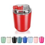 Puraville Insulated Tumblers with Lid, 10 oz Travel Coffee Mug Stainless Steel Vacuum Thermos Cup, Leak Proof Reusable Double Walled Coffee Tumbler for Iced and Hot Drinks, Red