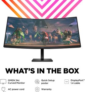 HP OMEN 34c Curved Gaming Monitor – 34'' WQHD, 165Hz, FreeSync, HDMI