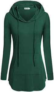 Nandashe Women Pullover V-Neck Long Sleeve Kangaroo Pocket Tunic Hoodies, Green, Medium