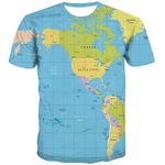 KYKU Men World Map Shirt Globe Costume Earth Print Geography Gifts for Adult, World Map T-shirt, Large