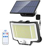 NACINIC Solar Lights Outdoor, 3 Modes Solar Security Lights Outdoor Motion Sensor, 200 LED Solar Flood Lights with Remote Control, Solar Powered PIR Lights for Garden Yard Shed Garage