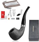 Joyoldelf Oak Tobacco Pipe Set, Wooden Pipe with Foldable Stand, Reamer, 3-in-1 Pipe Scraper and Other Accessories, Bonus a Pipe Pouch with Gift Box