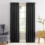 Sun Zero Barrow Energy Efficient Rod Pocket Curtain Panel,Black,54" x 84"