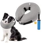 SlowTon Dog Cones Recovery Collars Inflatable, Soft Comfy Dog Cone Collar Protective for Small Medium Large Dogs and Cats After Surgery, Neck Donut E-Collar for Pet Does not Block Vision(Medium,Gray)