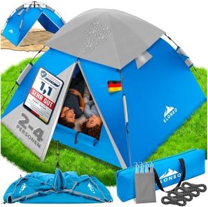 ELONEO Wurfzelt - extra wasserdicht & stabil, schneller Auf- & Abbau in 45 Sekunden | Wurfzelt 4 Personen wasserdicht | Wurfzelt 3 Personen | Wurfzelt 2 Personen, Pop Up Zelt 2 Personen | Camping Zelt