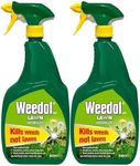Garden Lawn Weed Killer Bundle - Pack of 2 x 800ml Ready to Use Weedol Lawn Weed Killer Weed Control with Topline Card. Strong Weed Killer for Dandelions, Daisies and more