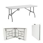 Janoon 5FT Folding Trestle Table for Indoor Outdoor Catering,Camping and Picnic Party