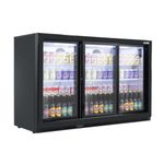 Baridi Back Bar Drinks Fridge/Cooler with Double Glazed Glass Sliding Door & Security Lock for Commercial & Domestic Settings 307, Black – DH337