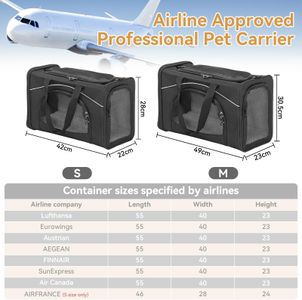 Petsfit Airline Approved Cat Carrier – Foldable, Large, Black, for Cats & Small Dogs