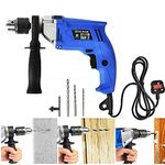 Hammer Drill 240V for Wood Metal Concrete, 850W Corded Drill 3000rpm Variable Speed, 2 in 1 Electric Drill Impact Drill with 360° Rotating Handle, 13mm Metal Chuck