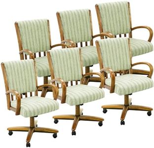 Chromcraft Set of 6 Caster Swivel Tilt Dining Chairs, Ultra Comfort Kitchen Chairs Casual Chairs with Soft Rubber Wheels Rolling Chair on Wheels for Kitchen(Alden Garden-Chestnut)