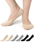 No Show Socks for Women - 6 Pairs Non Slip Invisible Socks Women, Cotton Ultra Low Cut Liner Socks Ladies Trainer Sneaker Socks Shoe Liners for Loafer Flats Boat Shoes UK Size 5.5 to 8