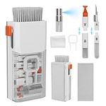 kwmobile 8-in-1 Multifunction Device Cleaner - Cleaning Kit Includes Brushes Sponges Duster Metal Tip Spray Bottle - Use for Keyboard Earphone Camera and More - Tech Cleaner