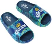 Bioworld Corona Palm Leaf Logos Men's Blue Single Molded Slide Sandals-XS