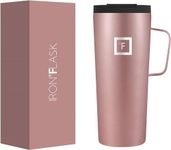 IRON °FLASK Grip Novelty Coffee Mug - Leak Proof, Vacuum Insulated Stainless Steel Bottle, Double Walled, Thermo Travel, Hot Cold, Water Metal Canteen - Rose Gold, 24 Oz - Rubber Bottom