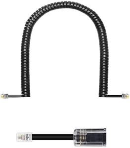 Telephone Handset Cord Detangler, Phone Cord for Landline (12 Feet Uncoiled), 360° Anti-Tangle Landline Telephone Cord, Curly Phone Cord Cable, Black (1 Cord + 1 Detangler)