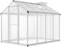 Garvee 6x8 FT Greenhouse for Outdoors, Polycarbonate Greenhouse with Quick Setup Structure and Roof Vent, Aluminum Large Walk-in Greenhouse for Outside Garden Backyard, Silver