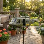 Vietnam Veteran UH-1 Helicopter Wind Spinner, 2026 New Vietnam Veteran Helicopter Wind Spinner, 2D Metal Airplane Windmill Stake with Spinning Propeller, for Yard Patio Lawn (2)