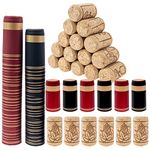 KisSealed 200 Pack Wine Bottle Corks and PVC Heat Shrink Capsules Set,100 PCS 2 Colors Seals and 100 PCS Natural Wine Corks for Wine Bottles,Size 8 Straight Cork Stopper