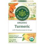 Traditional Medicinals Organic Turmeric with Meadowsweet Herbal Tea, 16 Count Teabags (Pack of 1)