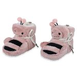 Baby Moo Bumble Bee 3D Warm Furry Booties | Soft Comfortable Indoor & Outdoor Boots | Newborn Cozy Fleece Shoes | All Occassions - Pink