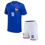 RJM Mbappe 10 Football Team Half Sleeve Jersey Set 2024 (Kids,Boys,Men)(13-14Years) Multicolour