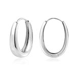 ALEXCRAFT Chunky Silver Hoop Earrings for Women Hypoallergenic Small Huggie Oval Earrings for Women Girls