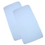 BabyPrem Baby Pack of 2 Fitted Cotton Travel Cot Sheets 95 x 65cm SKY BLUE