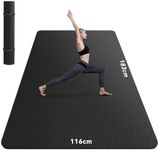 HAPBEAR Large Yoga Mat for Women-183cm×116cm×6mm, TPE Non-Slip, Durable, Eco-Friendly, Extra Large Thick Wide Exercise Mat for Pilates,Gym,Workout,Home,Fitness-Black