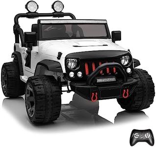 Kids Republic 2-Seater 12V Electric Ride-On Jeep with Full LED Lights, Parental Remote Control, MP3 Player, and 3 Speeds for Kids (White)