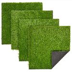 Juvale 4-Pack Artificial Grass Mat Squares, 30.5 x 30.5 cm Fake Turf Tiles for Balcony, Patio, Outdoor Faux Placemats, DIY Crafts and Decorations (Green)