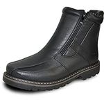 bravo! Men Waterproof Winter Boot DEAN-12 with Fur Lining and Double Zipper Black Men Size 10