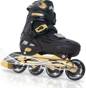 MammyGol Inline Skates for Men and Women Youth, 4 Size Adjustable Roller Skates with PU Flashing Wheels, Aggressive Inline Skates High Performance for Adult and Beginner