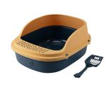 Foodie Puppies Cat Litter Tray with Scooper Semi-Enclosed Cat Toilet - (OpenTop Tray) for Cat and Kitten | with Sand Leak Pedal, Slide Rim, Perfect Starter for Toilet Training Tray Outdoor or Indoor