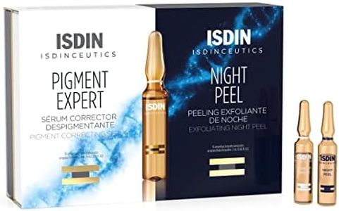 ISDIN Isdinceutics Pigment Spot Treatment Pigment Expert + Night Peel (10 + 10 Ampoules) Brightening Face Serum and Night Scrub
