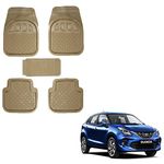 Oshotto Anti Skid Rubber Car Tray Foot Mat Compatible with Toyota Glanza (Set of 5, Beige)