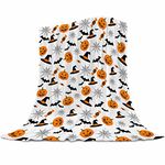 Abaysto Halloween Blanket Throw Pumpkin Spider Webs Candy and Black Cats Print on Fleece Flannel Blanket for Sofa Bed Couch Chair Halloween Decorations 150x200cm