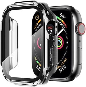 Mesime Rugged Case Compatible for Apple Watch Series 8 7 41mm with Tempered Glass Screen Protector, iWatch Case Protective Accessories Shockproof Bumper Cover Men/Women -Grey