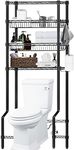 Folews Over The Toilet Storage, 4-Tier Bathroom Shelves Over Toilet Bathroom Organizer Above Toilet Storage Rack Freestanding Space Saver with Adjustable Shelves and Baskets, Black