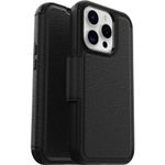 OtterBox Strada Case for iPhone 15 Pro for MagSafe, Shockproof, Drop proof, Premium Leather Protective Folio with Two Card Holders, 3x Tested to Military Standard, Black