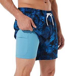 BRISIRA Mens Swim Trunks Bathing Suit 5 Inch Inseam Compression Liner Beach Swim Shorts Swimwear Quick Dry Zipper Pocket