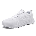 MINBEI Womens Sneakers Lightweight Lady Trainers Breathable Woman Running Shoes Daily Walking Outdoor Fitness Athletic Lace Up Flat Fitness Air Sports Shoes Size 7.5 UK White(Label 41)