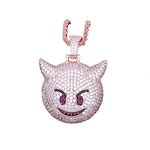 KMASAL Jewelry Hip Hop Cartoon Pendant Necklace Micro-Pave Simulated Diamond Iced Out Bling 18K Gold Plated Cute Creative Punk Necklace for Men Women (Rose-Demon)