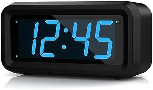 KWANWA Alarm Clock, Digital Clock, Constantly 1.2'' LED Blue Digits Display, Battery Powered, Snooze, Small Wall Clock, Desk Clock, Clock for Bedroom, Alarm Clock for Heavy Sleepers