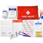 Medi Mini First Aid Kit, 14 kinds74 Pieces Small First Aid Kit for Travel, Home, Office, Vehicle, Camping, Workplace & Outdoor (Red)