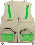 Eagle Eye Explorer Kids Cargo Vest for Boys and Girls with Reflective Safety Straps. 100% Cotton. (L/XL, Khaki Tan)