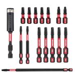 GEINXURN Impact Tough Magnetic SQ1/SQ2 Head Power Bits, 16Pieces Square Insert Driver Bits S2 Alloy Steel Screwdriver Bits Set with Impact Magnetic Bit Holder